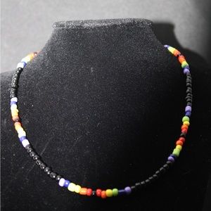 Rainbow seed bead choker